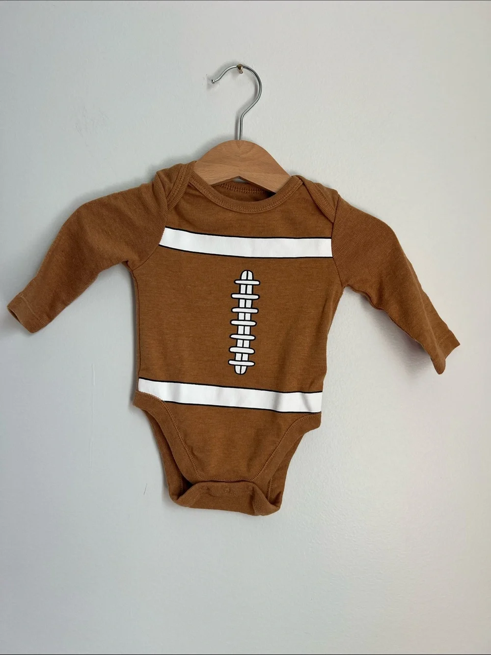 Old Navy | Brown Football-Print Baby One-Piece Size 0-3 Months